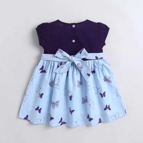 Image of Mama&Bebe Summer Dress for Girls with Cotton Soft Lining | Printed Fit & Flare Kids Outfit with Cute Bow Detail | Comfortable Breathable Party & Outing Dress for Toddlers and Little Girls