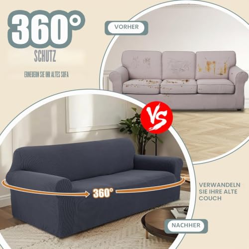 Luxshare Home Stretch Sofaüberzug waschbar Rutschfester Möbelschutz mit elastischem Bund & Schaumstoff Kratzfester Sofabezug für… – Ansicht 4