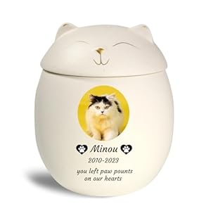 WXMYOZR Weiße Katzenurne 'Minou' – Kleines Andenken