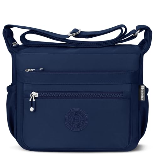 JUYANO Umhängetasche Damen Mittelgroß, Nylon Wasserdicht Handtasche Damen mit mehreren Taschen Leichte Crossbody Bag Damen Verstellbarer Breitem Freizeit für Einkaufen Reisen Schule