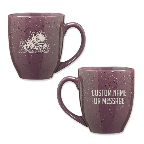 Image of Rico Industries NCAA TCU Horned Frogs Purple Personalized 16 oz Team Color Laser Engraved Speckled Ceramic Coffee Mug