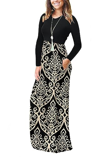 Image of AUSELILY Women's Classic Long Sleeve Dress Loose Plain Long Casual Maxi Dresses with Pockets 2026