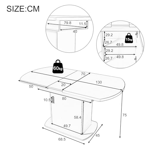 Table de cuisine moderne extensible avec rangement pour petit espace - 3