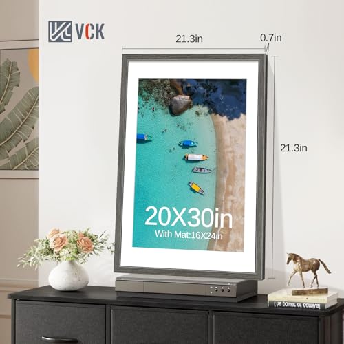 Image of VCK 20x30 Poster Frame 5 Pack, Grey Wood, 16x24 Mat, for Gallery Wall
