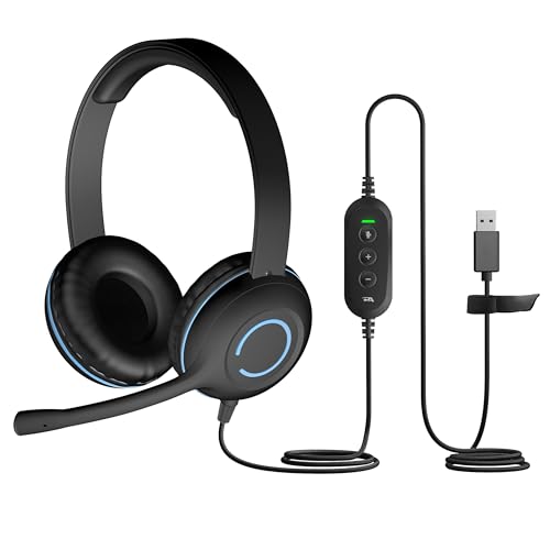Cyber Acoustics USB Stereo Headset (AC-5008-80) – Durable, Crisp, and Clear Communication in Classrooms and at Home - 80 Pack