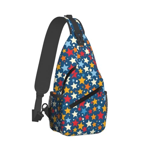 Mochila bandolera unisex ligera con patrón de estrellas coloridas miniatura 2