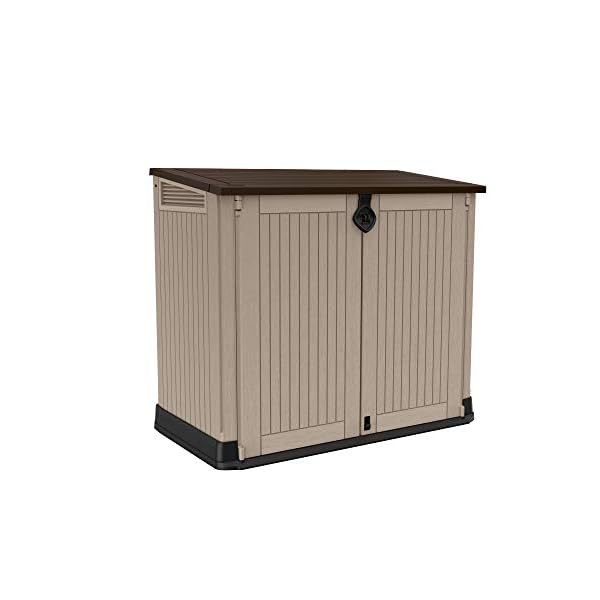 Keter Store-It Out Midi Gartenlager aus Kunststoff, Schuppen, Beige und Braun, 130 x 74 x 110 cm