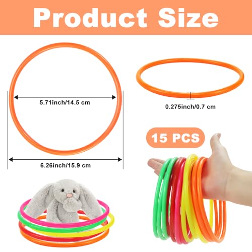 NAROSEBE 15 Stück Aktivitätsringe Ringwurfspiel Plastik Wurfringe Spiel Toss Ringe Mehrfarbig Koordinationsringe Fussball für Ringe Werfen Spiel, Kinder Target Übungsspiele (14,5 cm)