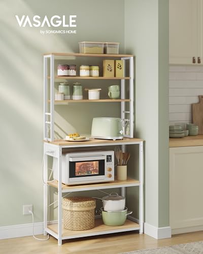 image for VASAGLE Bakers Rack with Power Outlet, 31.5 Inches Coffee Bar for Kitc