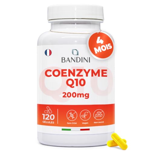Bandini® Coenzyme Q10 200 mg 120 Gélules (4 Mois) – Puissant Antioxydant Naturel - Protecteur Anti-Age - Co Q 10 Fortement Dosé Vegan – Coq10 Ubiquinone à Haute Biodisponibilité - Absorption Maximale
