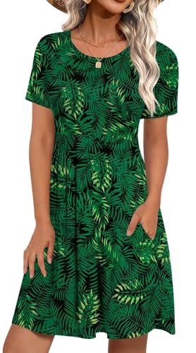 Image of LONGYUAN Womens Long Sleeve Dresses Casual Loose Fit Swing Dress Hide Belly with Pockets