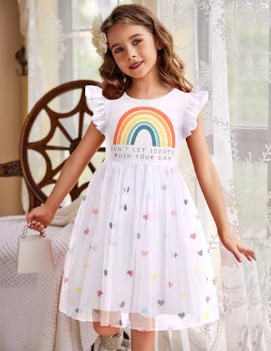 Image of Arshiner Toddler Tutu Dress Little Girls Fluffy Summer Dresses Casual Party Tulle Sundress for Kids 2-6Y