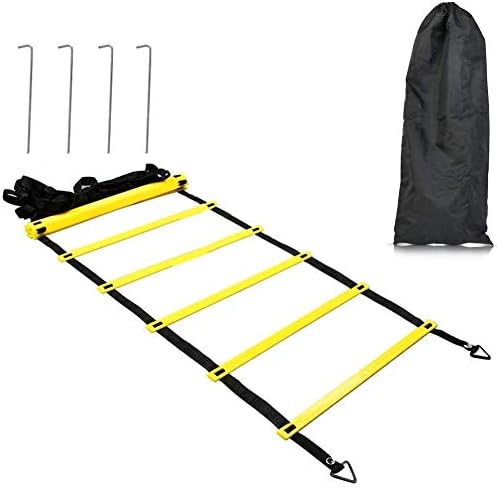 BUYGOO Agility Speed Training Ladder 6m Football Speed Ladder 12 Rung Sport Speed Training Set,Football Speed Ladder,Kids Football Training Equipment with stakes & Drawstring Bag for Sports Training