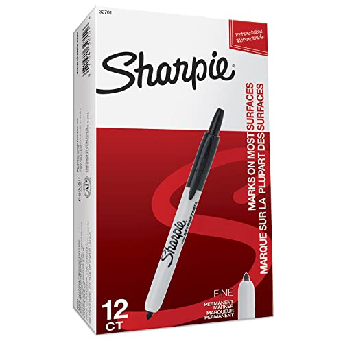 Sharpie Retractable Permanent Markers, Fine Point, Black, 12 Count #TOP4