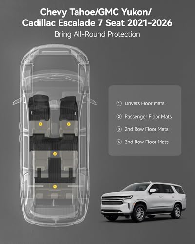 Image of 3W Floor Mats for Chevy Tahoe /GMC Yukon /Cadillac Escalade 2021-2026