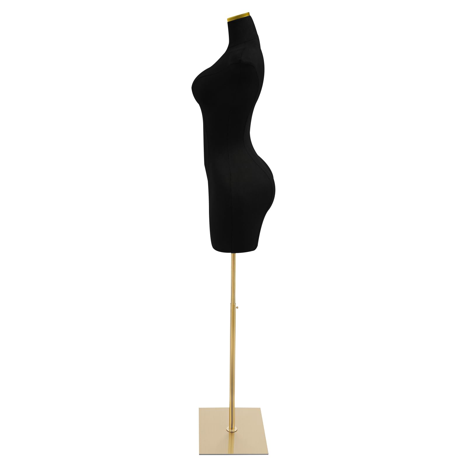 Mannequin da vetrina femminile - Busto - Modello femminile - Altezza regolabile - Forma per abbigliamento - Bambola da cucito - Supporto in metallo per abiti da sera e da giorno (Nero, 150–210 cm)