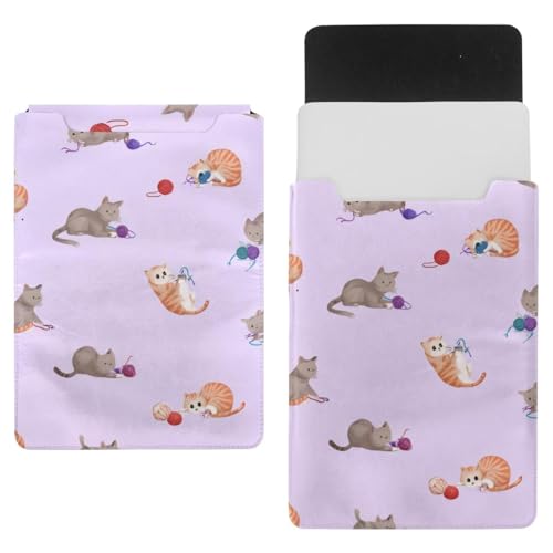 Funda para portátil inspirada en gatos y ovillos para días de trabajo alegres