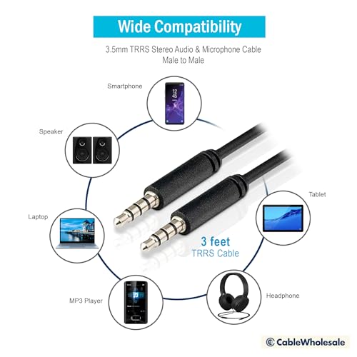 CableStereo y Micrófono 3.5mm TRRS 3Ft miniatura 2