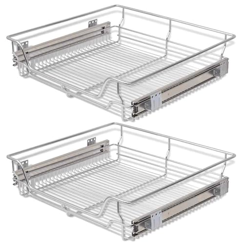 Panier coulissant cuisine tiroir télescopique acier chromé modèle 50481 lot de 2
