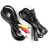 jujinglobal RCA AV Cable (5.9FT) and Power Cord (4.9FT) for with Sega Saturn Game Console TV