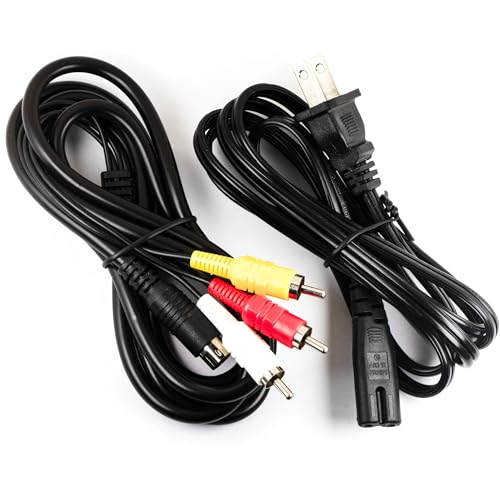 jujinglobal RCA AV Cable (5.9FT) and Power Cord (4.9FT) for with Sega Saturn Game Console TV