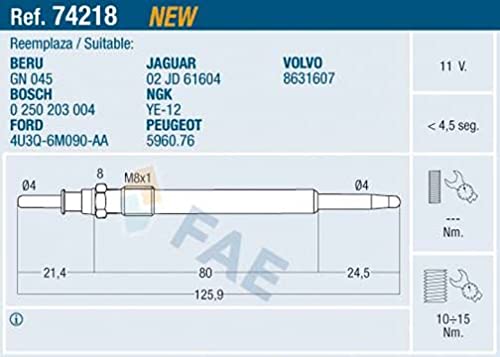 FAE 74218 Pre-heat Spark Plug