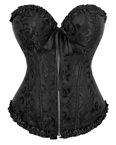 KUOSE Damen Vollbrust Corsage Bauchweg Korsage Top Übergrößen Schwarz