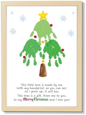 QOUBAI Christmas Tree Handprint Crafts DIY Kit Christmas Handprin...