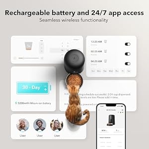 PETLIBRO Automatic Cat Feeder, Wi-Fi Rechargeable Cat Food Dispenser Battery-Operated with 30-Day Life, AIR 2.4G Wi-Fi Timed Pet Feeder for Cat & Dog, 2L Auto Cat Feeder, Black PETLIBRO Automatic Cat Feeder, Wi-Fi Rechargeable Cat Food Dispenser Battery-Operated with 30-Day Life, AIR 2.4G Wi-Fi Timed Pet Feeder for Cat & Dog, 2L Auto Cat Feeder, Black