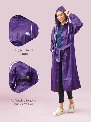 Image of LUX VENUS Solid Long Raincoat for Women