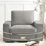MEROUS Swivel Accent Chair Armchair, Comfy Single Sofa Chair, Mid Century Modern Round Barrel Chair in Performance Fabric for Living Room Bedroom (Light Gray