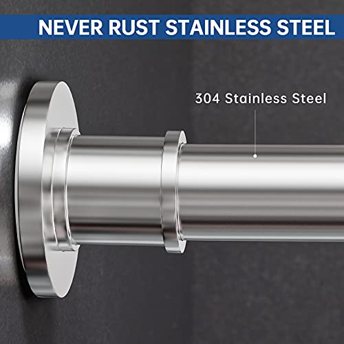 Image of BRIOFOX Industrial Shower Curtain Rod - Never Rust Non-Slip 43-72 Inch 304 Stainless Steel, Chrome