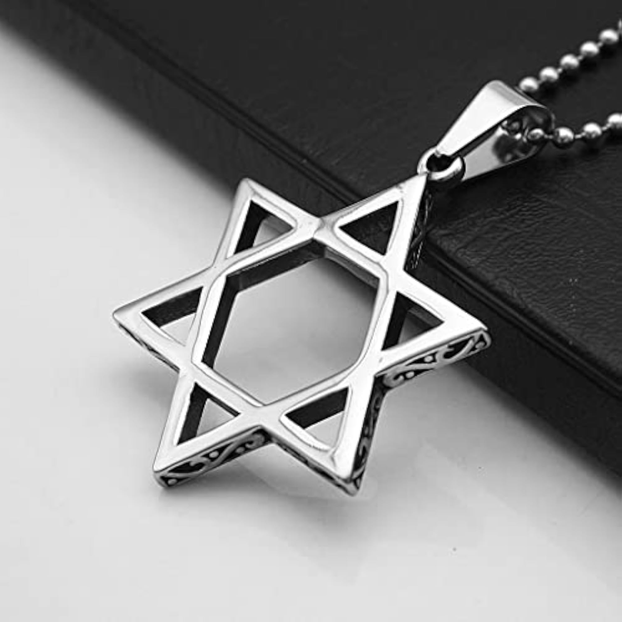 Men's Stainless Steel Star of David Pendant Necklace