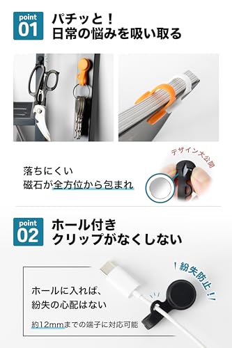 ケーブルクリップ コードクリップ マグネット Sサイズ 6個入り