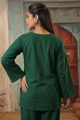 Image of REAM Women's Cotton Sleeveless Kurti and Farshi Salwar Set, Black, Ethnic Wear, Casual and Festive