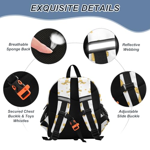 Wusikd Kids Backpack Yellow Bows Dots Toddler Bags Schoolbag for Girls Boys Kindergarten Student M3