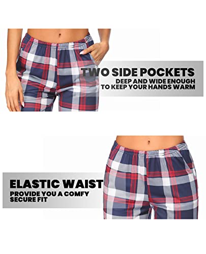 Ekouaer Women's 100% Cotton Super Soft Plaid Pajama Lounge Pants With Pockets (Plaid7,L) #TOP3