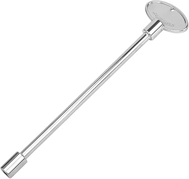 Skyflame Universal Gas Valve Key Fits 1/4" and 5/16" Gas Valve Stems, for Fire Pit and Fireplace, Polished Chrome - 8 Inches