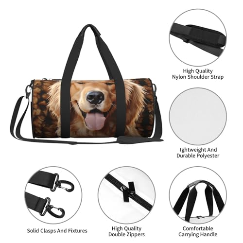 Travel Duffle Bag Lightweight Small Gym Bag Foldable Weekender Overnight Bags with Adjustable Shoulder Strap Carry On Tote Bags Cute Golden Retriever Hospital Bag for Women Men4