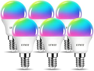 LVWIT E14 Dimmable Smart LED Bulb, P45 Golf Ball Smart Bulb E14 ,470Lm, 5W Replace 40 Watt,Compatible with Alexa,TUYA,Echo, Google Assistant Light Bulbs ,E14 WiFi Smart led Golf Bulb (Pack of 6)