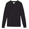 Amazon-Essentials-Womens-Long-Sleeve-100-Cotton-Cable-Crewneck-Sweater Amazon Essentials Women's Long-Sleeve 100% Cotton Cable Crewneck Sweater, Black, Medium