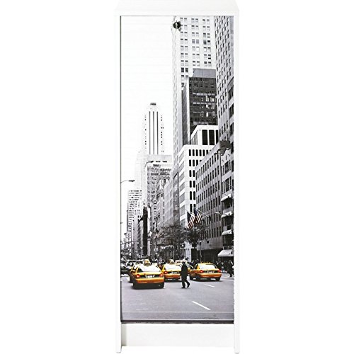 SIMMOB Classeur à Rideau Blanc 5 Niches Serrure 37,8 x 103,8 x 38,4 cm - Scene New York 504