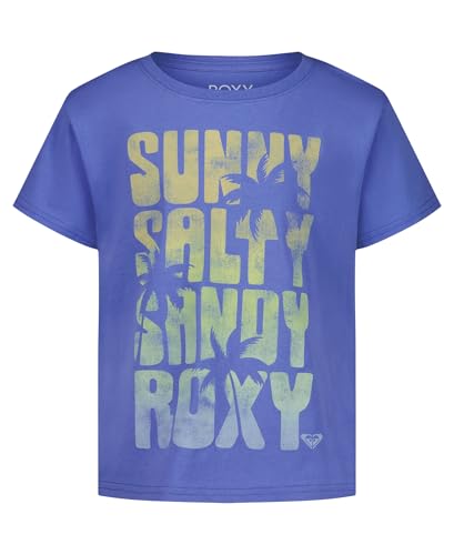 Image of Roxy Girls' Short Sleeve Boyfriend Fit Logo Tee, Crew Neck Graphic T-Shirt, Soft & Comfortable