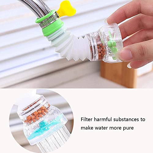 Image of Adjustable Kitchen Faucet Mount Water Saver Nozzle | Flexible Anti-Splash Tap Extender with Shower Spray Regulator | Rotatable Plastic Tap Attachment (Multi color)