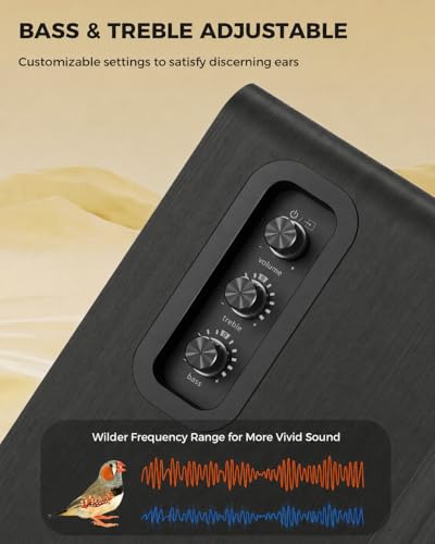 Image of Active Bookshelf Speakers 36W RMS - BT 5.4 Wireless Speaker with 5 Inch Woofer, Silk Dome Tweeter PC Speakers - USB Digital Audio Studio Monitors Bass & Treble Adjust AUX Input for Record Player TV