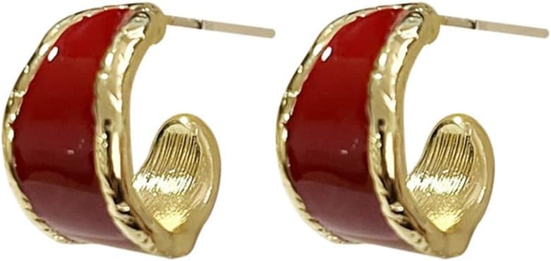 Women C-shaped Earrings Light Luxury Enamel Personalized Earrings Women's Fashion Jewelry, Suitable for Various Festival Gifts