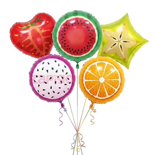 Image of Balloonistics Fruits Theme Happy Birthday Balloon Bouquet Pack Of 5