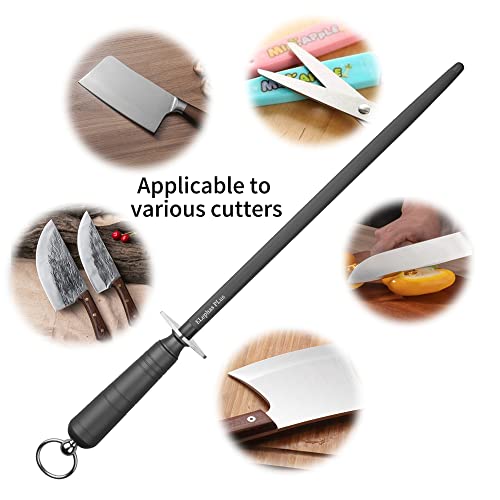 Sharpening Steel Rod 12-Inch, High Carbon Stainless Steel Knife Sharpener, Daily Maintenance Tool (Black) #TOP4
