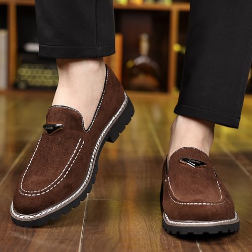 Image of Coramtty Men's Dress Loafers Classic Comfort Vintage Suede Slip On Business Work Driving Walking Casual Shoes