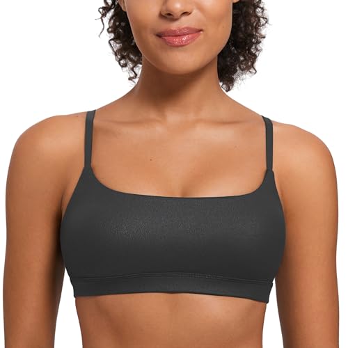 Image of CRZ YOGA Butterluxe Scoop Neck Sports Bras | Light Support, Removable Pads, Yoga, Extremely Soft, U Back, Adjustable Spaghetti Straps, for Women
